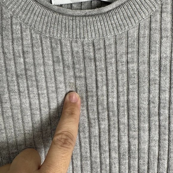 ZARA Knit Womens Gray Ribbed Short Sleeve Sweater Dress Size Medium Mini Length - Picture 4 of 10